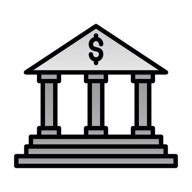 Banka binası ikonu. düz tasarım illüstrasyon. 