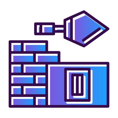 İnşaat konsepti tasarımı, duvar vektörü illüstrasyonunun alçılanması 10 gramlık