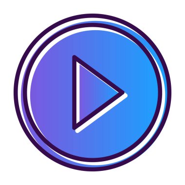 Beyaz arkaplanda izole edilmiş düğme simgesi tasarım vektör çizimini oynat 