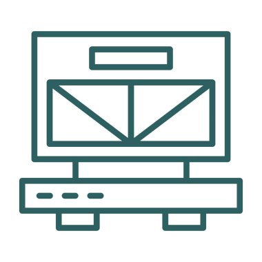 ekran ve zarf içeren dizüstü bilgisayar, satır simgesi, vektör