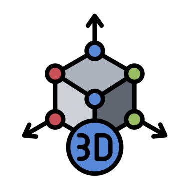 3d düz renk vektör simgesi modelleme