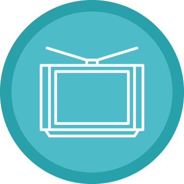 Beyaz arkaplanda izole edilmiş düz stil televizyon simgesi. tiyatro sembolü vektör illüstrasyonu.