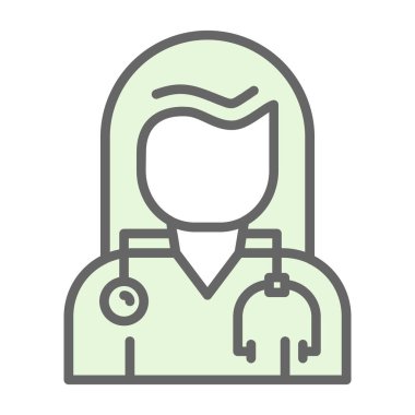 Kadın doktor çizgisi simgesi, vektör illüstrasyonu  
