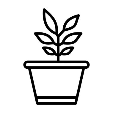 bitki simgesi vektörü. İnce çizgi işareti. izole edilmiş sınır sembolü çizimi