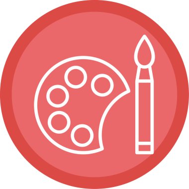 palet ve boya ile fırça, düz tasarım tarzı.