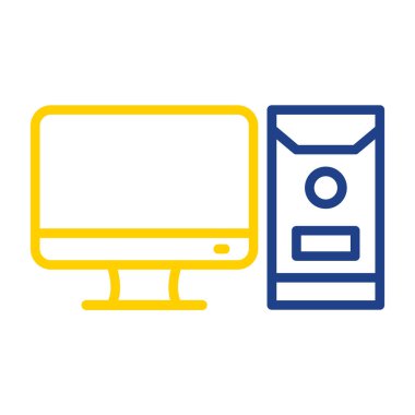 bilgisayar vektörü düz renk simgesi  