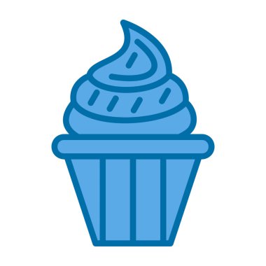 Lezzetli cupcake düz vektör simgesi                         