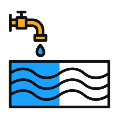 Su borusu simgesi renk ana hatları vektörü