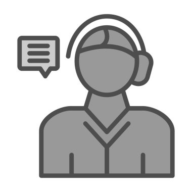 Müşteri destek operatörü çizgisi simgesi, destek servisi ve müşteri hizmetleri operatörü, operatör imza vektörü, beyaz arkaplan üzerinde doğrusal bir desen, bir taslak ve