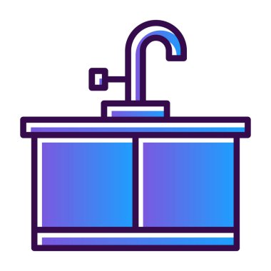 Musluk ikonu. Web için su musluğu vektör simgelerinin özet çizimi