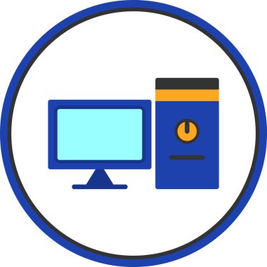 bilgisayar vektörü düz renk simgesi  