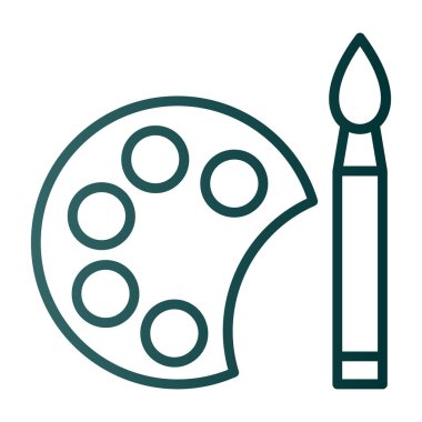 palet ve boya ile fırça, düz tasarım tarzı.