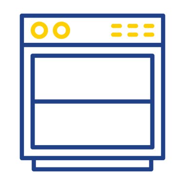 Mutfak ve ev ikonu, bulaşıkçı sembolü, modern illüstrasyon 