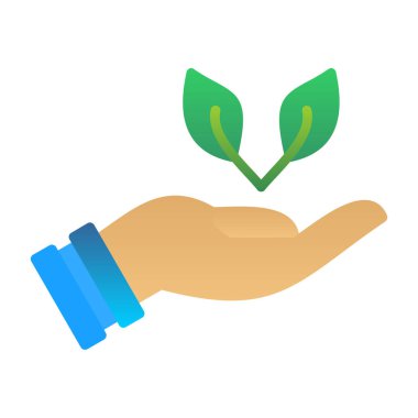 Bir bitkiyi tutan elin vektör simgesi