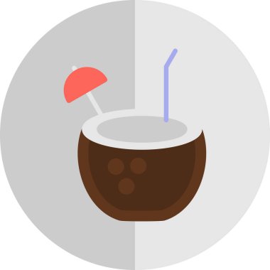 Hindistan cevizi içeceği. Web simgesi vektör illüstrasyonu