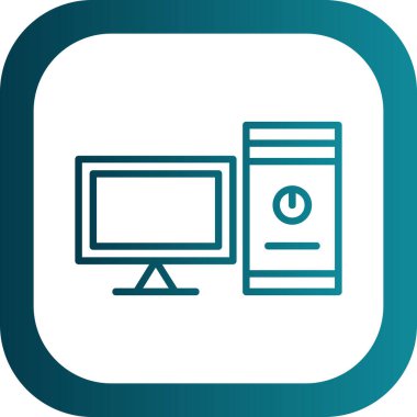 bilgisayar vektörü düz renk simgesi  