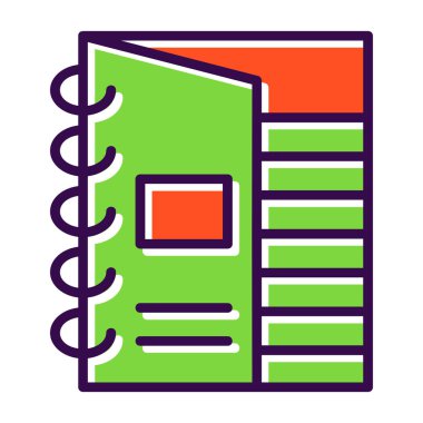 Basit düz defter ikonu vektör illüstrasyonu