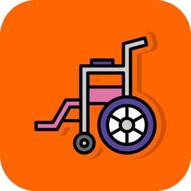 Tekerlekli sandalye web simgesi, vektör illüstrasyonu