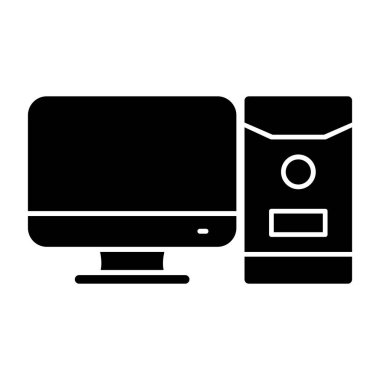 bilgisayar vektörü düz renk simgesi  