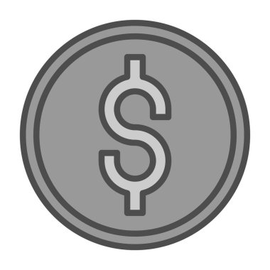 Dolar sikke vektörü ince çizgi simgesi tasarımı