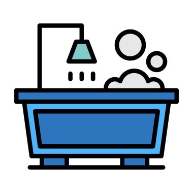 Çamaşır sepetinin renkli simge vektörü. Ev çamaşır servisi tabelası. izole edilmiş sembol çizimi