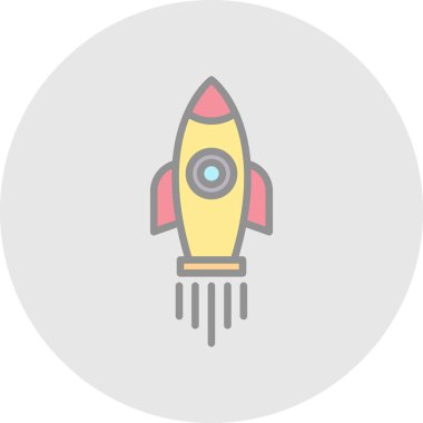 Roket. Web simgesi basit illüstrasyon 
