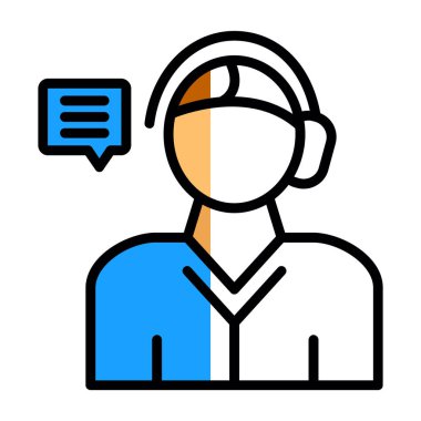 destek çağrısı operatörü renk simgesi vektörü. Destek merkezi operatörü. izole edilmiş sembol çizimi