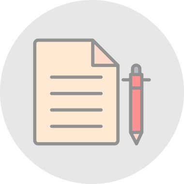 belge ve kalem. Web yuvarlak simgesi basit illüstrasyon