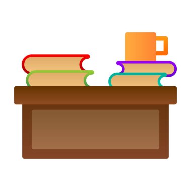 Kitap simgesi, vektör illüstrasyonlu kitaplık tablosu 