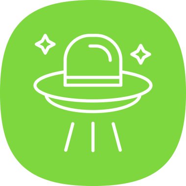 Çizgi roman tarzında UFO simgesi. çizgi film vektör illüstrasyonu