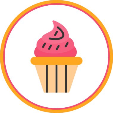 Lezzetli cupcake düz vektör simgesi                         