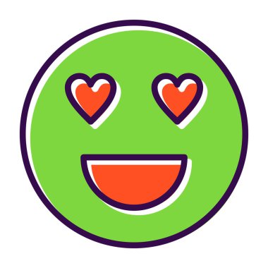 aşk emojisi simgesi, vektör illüstrasyonu