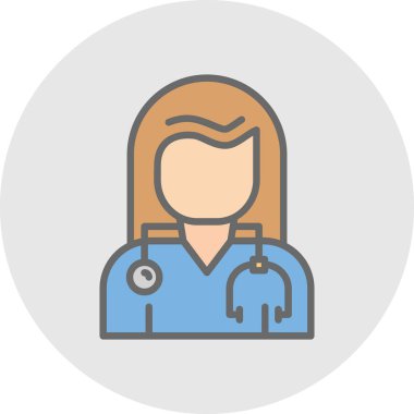 Kadın doktor çizgisi simgesi, vektör illüstrasyonu  