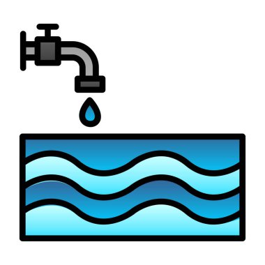 Su musluğu simgesi renk ana hatları vektörü