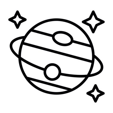 Yıldızlar ve gezegenler ikonu olan gezegen, ana hatlar tarzı