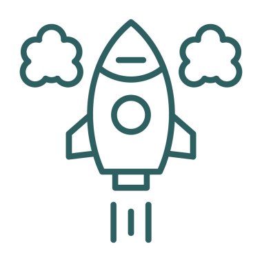 Roket. Web simgesi basit illüstrasyon 