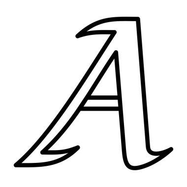 A harfi, vektör illüstrasyonu, siyah renk izole