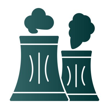 Fabrika simgesi, basit vektör çizimi, Hava kirliliği konsepti