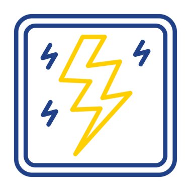 Elektrik vektör simgesi. biçim düz semboldür, yuvarlak açılar, beyaz ve kobalt renkleri,