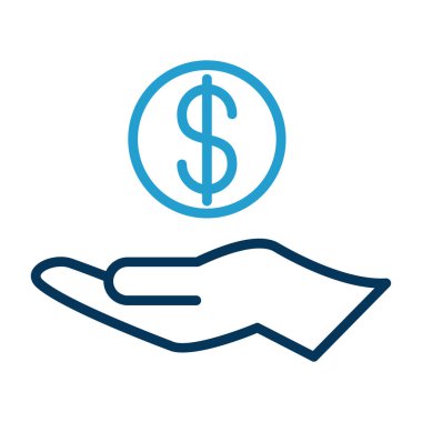 Dolar işareti izole vektör simgesi ile el kolayca değiştirilebilir veya düzenlenebilir