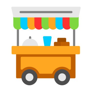 Basit yemek arabası simgesi, vektör illüstrasyonu