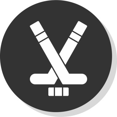 Hokey sopaları ve sopa ikonu. Basit vektör illüstrasyonu. Hokey sopaları simgesi