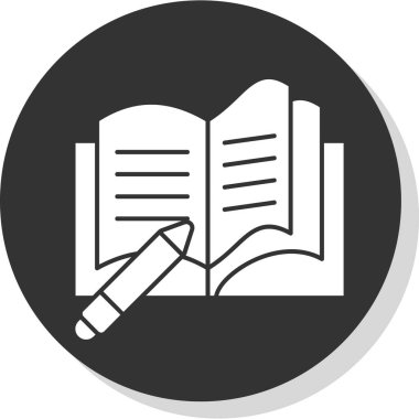 düz Not Defteri ve kalem ikonu vektör çizimi