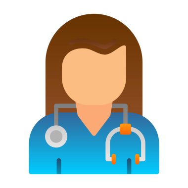 Kadın doktor çizgisi simgesi, vektör illüstrasyonu  