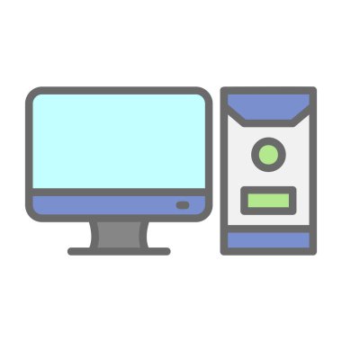 bilgisayar vektörü düz renk simgesi  
