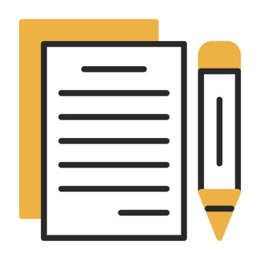 belge ve kalem. Web simgesi basit illüstrasyon