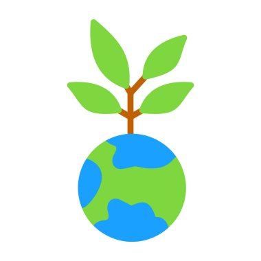 dünya vektörü düz renk simgesi