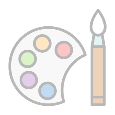 palet ve boya ile fırça, düz tasarım tarzı.