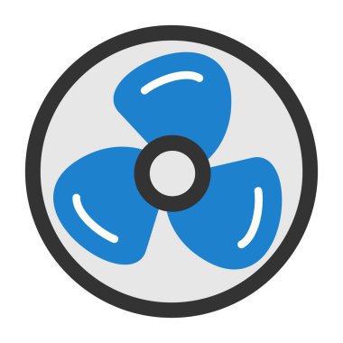 fan vektör simgesi. biçim iki renkli düz sembol, mavi ve gri renkler, yuvarlak açılar, beyaz arkaplan