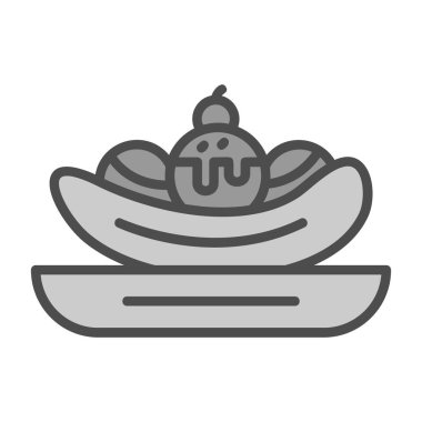 Muz bölünmüş web simgesi basit tasarım illüstrasyonu 